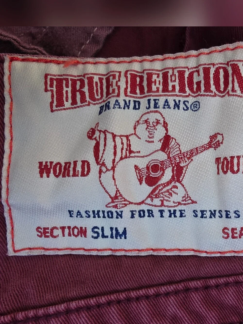 🔥 True Religion Section Slim Jeans – Burgundy / Maroon 🔥32